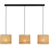 Image de Briloner Borra Lampe à suspendre, abat-jour en paille, 3 flammes, style boho, douille E27, naturel, 70 x 25 x 110 cm