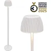 Image de Briloner RIFFLE LED Lampadaire sans fil IP44, variateur, tactile, batterie, German Design Award Winner 2025, blanc, Ø19 x 124 cm