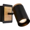 Image de Briloner DUTA Applique murale intérieure, Orientable, Douille GU10, Noir-Bois, 12 x 14,5 cm