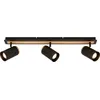 Image de Briloner DUTA Plafonnier, Orientable, Douille GU10, À 3 ampoules, Noir-Bois, 70 x 14,5 cm