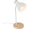 Image de Briloner PREP lampe de table design blanc bois Ø14 cm 39.5 cm E14 max 10 W avec interrupteur sur câble métal lampe bureau chambre salon