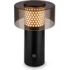 Image de Briloner GILA Lampe de table sans fil IP44, Variable, tactile, lumière blanche chaude, fonction mémoire, noir-or, Ø15 x 19 cm
