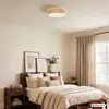 Image de Briloner Plafonnier LED abat-jour en tissu Ø38x10,5 cm rond 24W 2600lm 3 000K blanc chaud taupe - Lustre salon chambre cuisine couloir