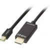 Image de Câble Adaptateur Lindy Mini-display / Hdmi Fiche Mâle Mini Displayport, Fiche Mâle Hdmi-a 2.00 M Noir 36927 Câble Displayport C241701