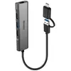 Image de Lindy 43379 hub & concentrateur USB 3.2 Gen 1 (3.1 Gen 1) Type-A + Type-C 5000 Mbit/s Gris - Neuf