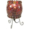 Image de Lampes de table - Lampe de table en mosaïque, lampe de table en métal et en verre de couleur rouge, hauteur 17 cm, diamètre 11 cm, culot E14   Interrupteur à câble