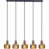Image de Suspension, métal, textile, noir or, 4-flammes