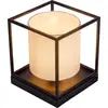 Image de Lampe de table, textile blanc, noir, H 17 cm