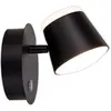 Image de Appliques murales - Applique murale "TONDO" magnétique, noire, de style rétro, en métal et en plastique, de couleur noire, hauteur de 12 cm, dimensions 12 x 14,5 cm, inclut une LED, variateur d'intensité, fonctionnement sur batterie, capteur tactile, connecteur USB Type C