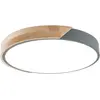 Image de Plafonniers - LED / Variation de température de couleur (CCT) Plafonnier "BORNEO" : L 52 cm. Lampe de plafond de style scandinave, en bois et en plastique gris, dimensions : 52 x 51 x 5,5 cm. Inclut : LED, variateur d'intensité, variation de température de couleur (CCT), fonction veilleuse, télécommande, et fonction mémoire