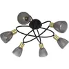 Image de Näve Leuchten Plafonnier à 6 spots "LINDITA" Ø : 59cm Plafonniers à 6 spots "LINDITA" Ø : 59cm - Plafonnier à 6 spots "LINDITA" Ø : 59cm, plafonnier style rétro, en métal et verre noir, hauteur 26 cm, Ø 59 cm, douille E14