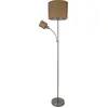 Image de Lampe sur pied "FILOMENA", hauteur : 165 cm, finition nickel mat / couleur marron