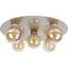 Image de Plafonniers - Lot de 5 plafonniers "DONIKA", diamètre : 43 cm, lampes de plafond au design moderne, en métal et en verre, finition acier brillant, hauteur : 16,5 cm, diamètre : 43 cm, culot G9