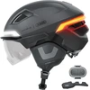 Image de Casque de vélo ABUS HYP-E B.LACE - avec lumière avant, arrière et clignotante ainsi que lumière de freinage activable sans fil - avec visière et protège-oreilles - pour vélo, E-Bike et S-Pedelec - Gris, taille S (51-55 cm)