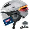Image de Casque de vélo ABUS HYP-E B.LACE - avec éclairage avant, arrière et clignotant ainsi que feu stop à activer sans fil - avec visière et protège-oreilles - pour vélo, E-Bike et S-Pedelec - ilber, taille S (51-55 cm)