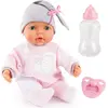 Image de Bayer Design 93829AA My Piccolina Poupée interactive avec fonction, parlant, sons de bébé, bouche mobile, 38 cm, rose, gris avec motif de mouton
