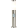 Image de Lampadaire d'extérieur avec prise de courant 1 flamme H 46 cm Chorus acier inoxydable/satiné