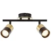 Image de Lampe à spot Brilliant Maribel à 2 ampoules - Laiton brossé et noir | Têtes orientables | Intensité variable | Design rétro | Pour montage au plafond ou mural