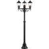 Image de BRILLIANT Candélabre noir classique CARLEEN | lampe d'extérieur à trois bras | hauteur 2 mètres | avec ampoule adaptée gradable | 3x E27 douille max. 60 Watt | métal/verre