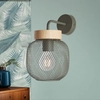 Image de BRILLIANT Applique verte GIADA | Applique avec détails en bois | 1x E27 douille max. 40W | métal/bois