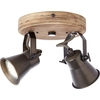 Image de BRILLIANT Lampe Seed Spotrondell 2flg noir acier/bois clair | 2x PAR51, GU10, 5W, approprié pour les lampes à réflecteur (non incluses) | Têtes orientables