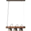 Image de Lampe Plow Suspension 3 Lampe Noir Acier / Bois 3x A60, E27, 10w, Adapté Aux Lampes Standard (non Incluses) Échelle A ++ À E Têtes Pivotantes - Brilliant