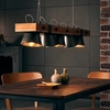 Image de BRILLIANT Suspension Plow | Plafonnier vintage à 5 flammes | noir acier/bois | 5x E27 max. 10W | IP20