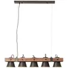 Image de Brilliant Lampe Plow Suspension 5 Flg Noir Acier / Bois 5x Lampes Normales A60, E27, 10w, Gf Non Spécifiées Têtes Pivotantes Le Câble Peut Être Raccourci
