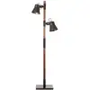 Image de Lampe Plow Lampadaire 2 Lumières Noir Acier / Bois 2x A60, E27, 10w, Adapté Aux Lampes Standard (non Incluses) Échelle A ++ À E Avec Pédale - Brilliant