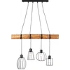Image de Suspension BRILLIANT Keyla 4 lampes noir/teinte bois noir/teinte bois 99549/76