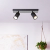Image de Plafonnier noir BRILLIANT JELLO | Plafonnier à 2 spots avec ampoules LED remplaçables | 2 x 4,5 W, 345 lumens, 3000 kelvins | Métal