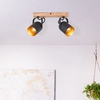 Image de BRILLIANT Rampe de spots moderne TRONTE | Plafonnier à deux flammes avec bois issu de l'agriculture durable| 2x E14 max. 28W | métal/bois