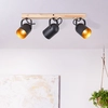 Image de BRILLIANT : rampe d'éclairage moderne TRONTE | Plafonnier à trois spots en bois issu d'une exploitation durable | 3x E14 max. 28 W | Métal/bois