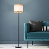 Image de Lampe sur pied naturelle BRILLIANT WATERLILLY | Grande lampe de table avec abat-jour en tissu blanc et jacinthe d'eau | 1 douille E27, 60 W max. | Métal/tissu/jacinthe d'eau