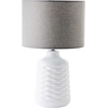 Image de BRILLIANT Lampe de table en céramique blanche avec abat-jour en tissu gris ILYSA | Lampe de table décorative avec interrupteur intermédiaire à cordon | 42 cm de hauteur & 25 cm de diamètre | Douille E14 max. 40 W | Céramique/métal/textile