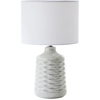 Image de BRILLIANT Lampe de table en céramique grise avec abat-jour en tissu blanc ILYSA | Lampe de table décorative avec interrupteur intermédiaire à cordon | 42 cm de hauteur & 25 cm de diamètre | Douille E14 max. 40 W | Céramique/métal/textile