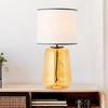 Image de Lampe de table jaune BRILLIANT avec abat-jour en tissu gris HYDRA | lampe de table décorative avec interrupteur sur le cordon | 57 cm de hauteur, Ø 30 cm | douille E27, 60 W max. | verre/tissu | gris/jaune