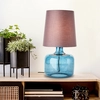 Image de BRILLIANT Lampe de table bleu foncé avec abat-jour en tissu HYDRA | Lampe de table décorative avec interrupteur intermédiaire à cordon | 57 cm de hauteur & Ø 30 cm | Douille E27 max. 60 W | Verre/textile | Taupe / Bleu foncé
