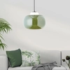 Image de BRILLIANT Lampe   suspension r ©tro   intensit © variable avec abat-jour en verre vert | suspension  ©l ©gante r ©glable en hauteur avec c  ble raccourcissable | hauteur max. 1,29 m & diam ¨tre 30 cm | douille E27 max. 60 W | verre/m ©tal