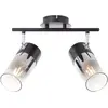 Image de Brilliant Lampe Alia rampe de spots à 2 flammes noir/verre fumé bois/métal noir 2x A60, E27, 40 W