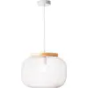Image de Suspension Giada, E27, diam. 39 cm, metal blanc et bois, Brilliant