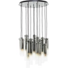 Image de Brilliant Lampe Glasini suspension 14flg noir mat/verre fumé métal/bois noir 14x C35, E14, 25 W