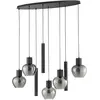 Image de Suspension Ligari, 126 cm, noire/verre fumé, douille E27, 20W, IP20, pour intérieur