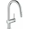 Image de Grohe   Mitigeur De Cuisine Monocommande Chromé   Bec Tube Pivotant 360°   Douchette Extractible 2 Jets   Cartouche Céramique 46 Mm