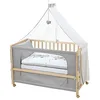 Image de roba Lit Cododo Complet Jumbotwins - 60 x 120 cm - Lit Bébé + Textiles Complets à Motif Éléphants - Matelas, Ciel, Parure de Lit - 4 Roues à Freins - Bois Blanc en occasion ou reconditionné