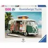Image de Puzzle adulte Ravensburger 1000 pièces Volkswagen T1 Camper Van Voiturette camping vert et toit beige - Neuf