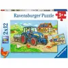 Image de Puzzle Éducatif 2x12 pièces - Univers Chantier et Ferme pour Enfants - Neuf