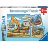 Image de 3 x 49 pièces Ravensburger Kinder Puzzle Grands véhicules de chantier 09226