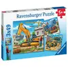 Image de Coffret de Puzzles 3x49 Grands Véhicules de Construction pour Enfants - Neuf