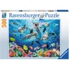 Image de puzzle Ravensburger 500 pièces Dauphins dans le récif de corail 14710